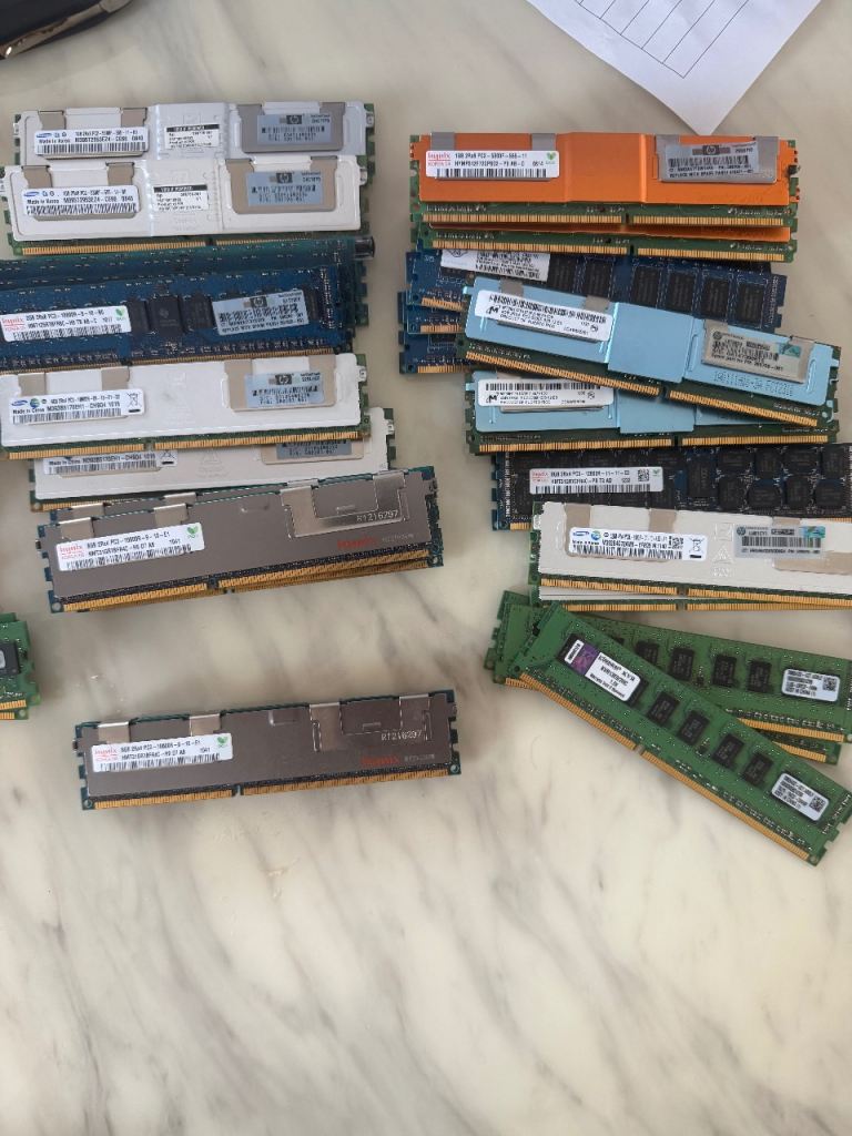 Mixed Server RAM Job Lot – 59x DDR2/DDR3 ECC Registered RDIMMs – 340GB