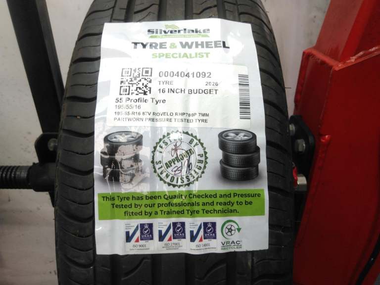 195-55-R16 87v Rovelo Rhp780p 7mm Partworn Pressure Tested Tyre