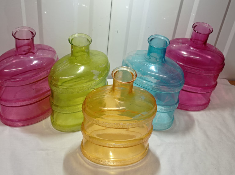 Art Deco Sprayed Glass Vase Bottles H: 24cm , W: 16cm