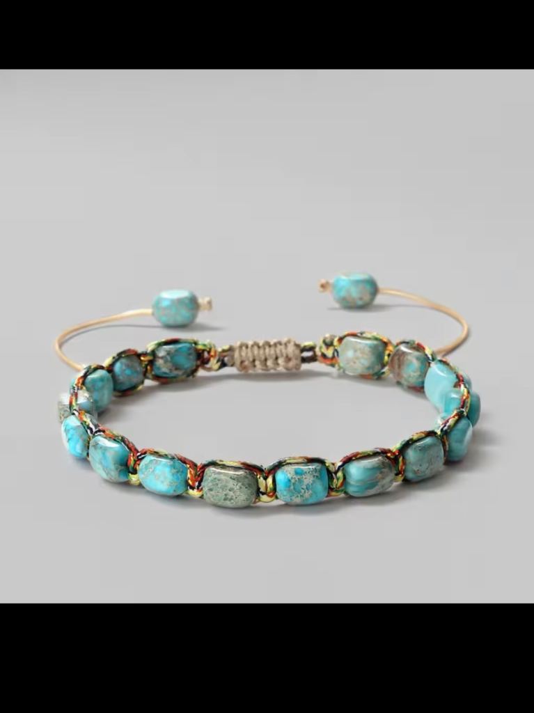 Adjustable Blue Stone Bead Bracelet - New