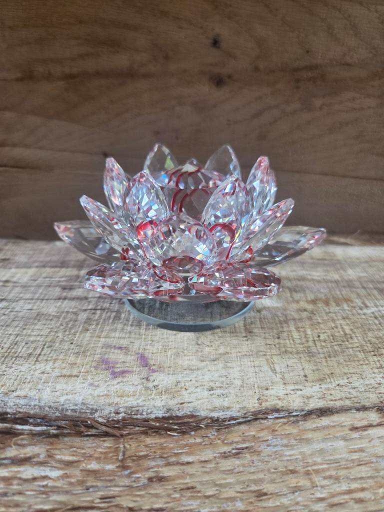 Like new - beautiful sparkling glass crystal Lotus Flower home ornament