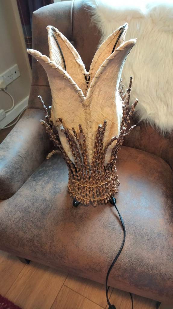Fabric and wood tulip lamp