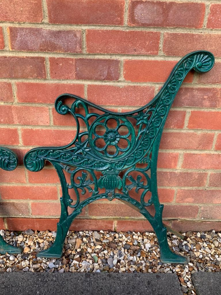 Vintage Cast Iron Garden Bench Ends Patio Furniture Swirl Floral Urn Design Delivery