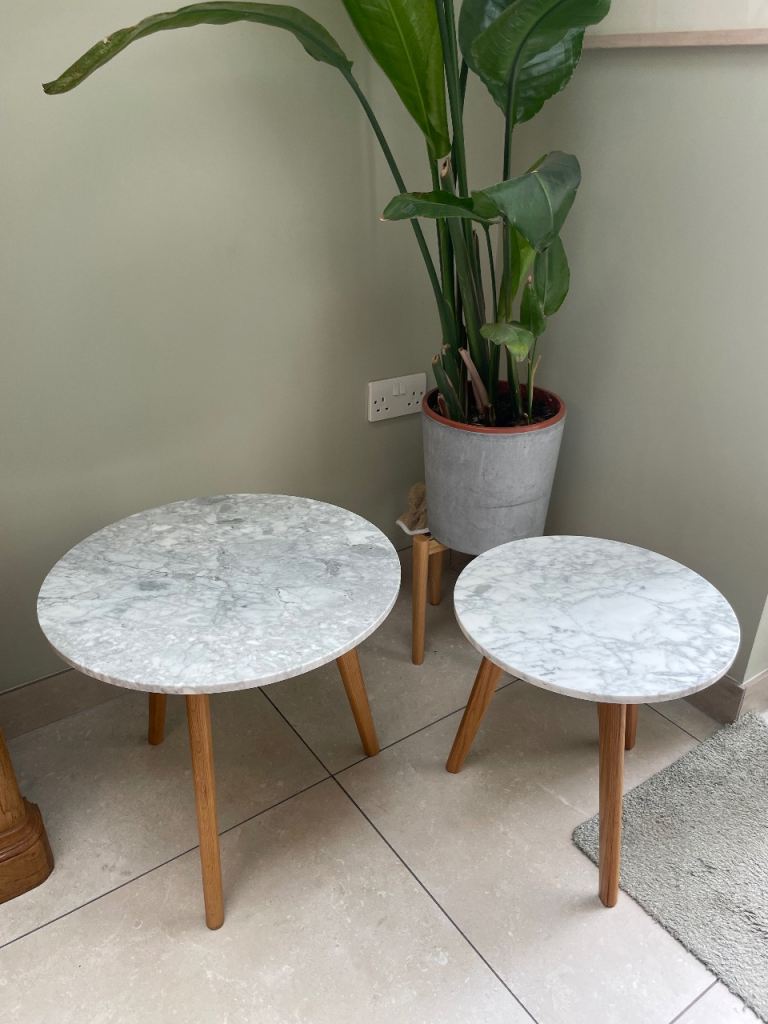 Solid Marble Side Tables nearly new 