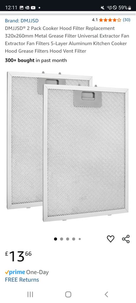 Cooker hood filters 