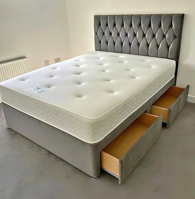 🏷️ Luxury Double Divan Bed Frame – Deep Comfort Mattress Clearance – Book Fast 💥