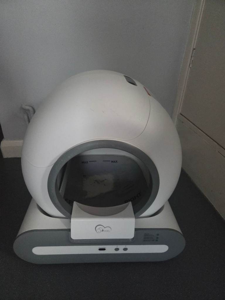 DOEL Self-Cleaning Covered Cat Litter Tray Box with Front Opening, White