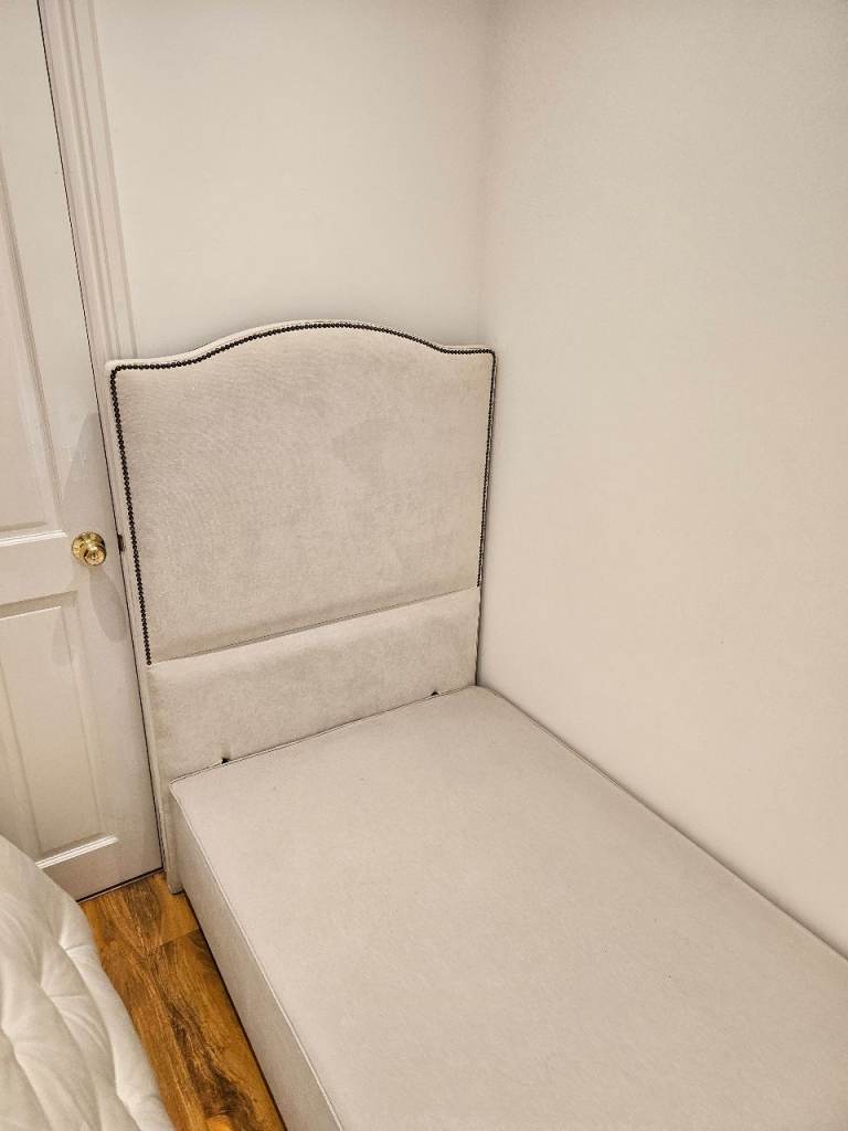 Vi Spring 3’ Long Single Bed Sprung Divan and Mattress with Headboard