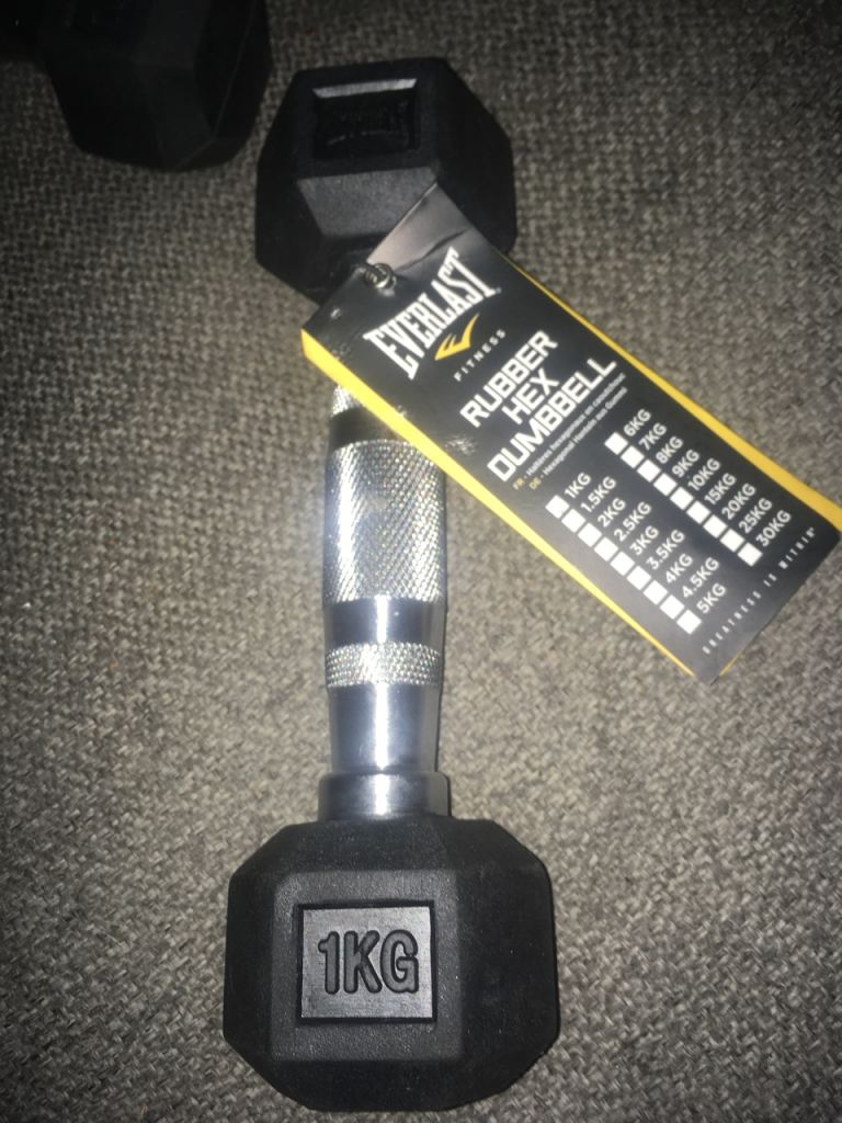 Everlast rubber hex dumbbells 1kg x 20