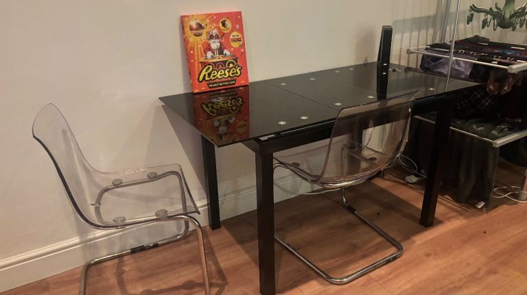 image for Extendable glass table and 4 chairs 