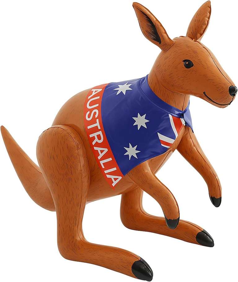 Inflatable Kangaroo with Australian Flag Design – 70cm Giant Aussie Party Decoration & Fun Toy