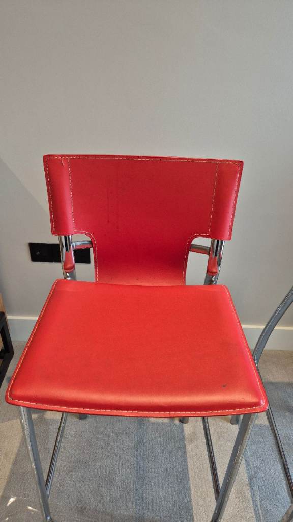 2 Red Leather Stools