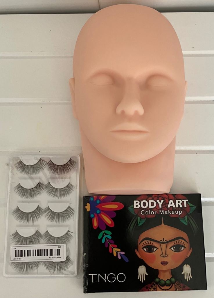 Make Up Artist Training Head, Body Art Palette, and Eyelashes - NEW