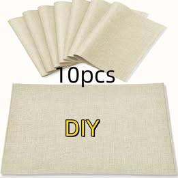 10pcs Sublimation Blank,  Linen Placemats, Washable Kitchen, Home, Holiday, Table Decoration