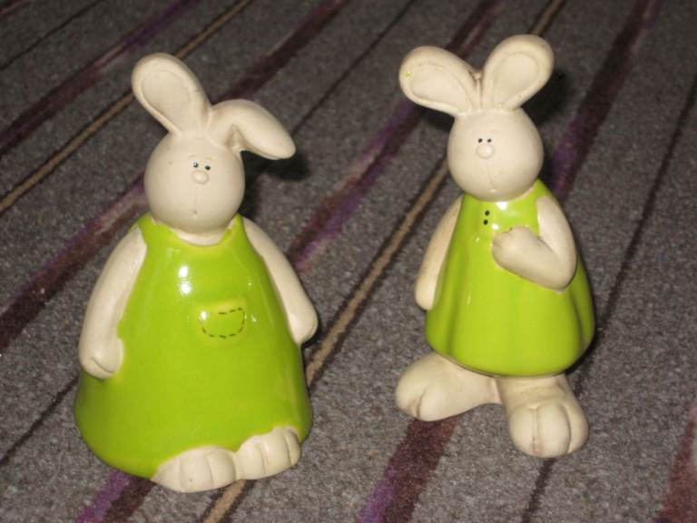 Two Friendly Bunny Rabbit Ornaments: 2 for £5.00