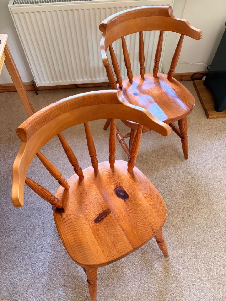 Pine wooden captains chairs x2 great solid chairs