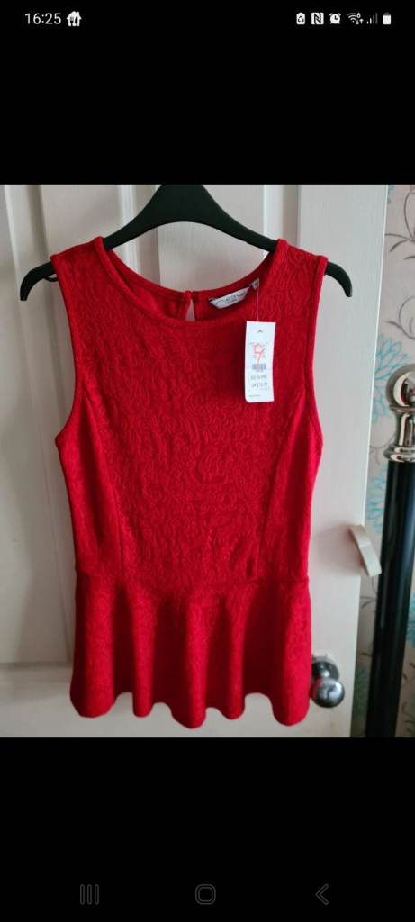 New Red Peplum Top with Tags
