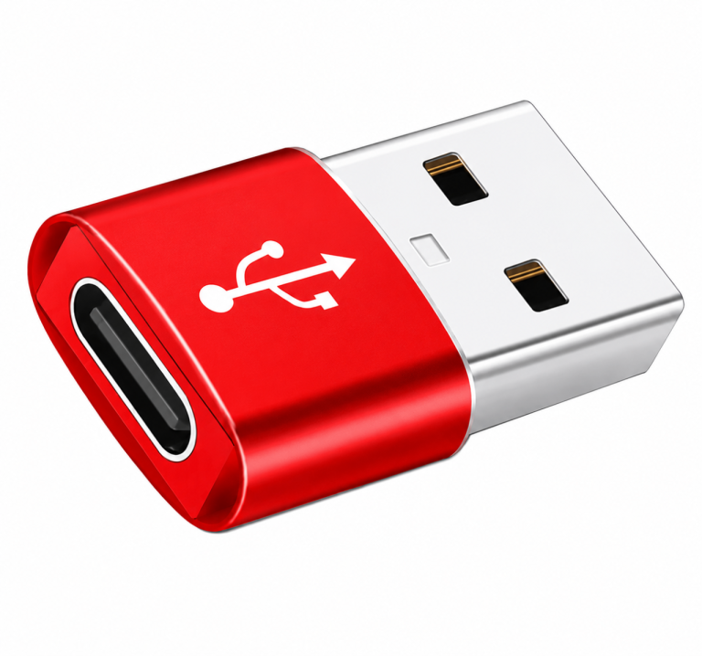 New USB-A to USB-C Adapter – Red, Compact Size