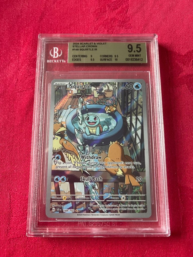 Beckett BGS 9.5 2024 Pokémon Stellar Crown Squirtle IR 148/142 Holo Card Mint