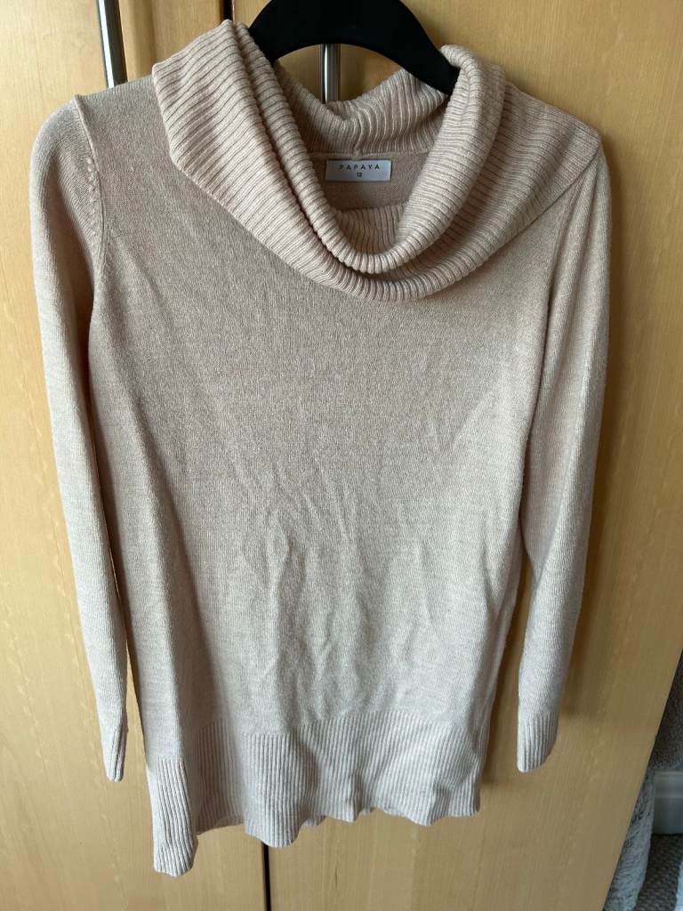Ladies Beige Roll Neck Jumper (12), good condition, pet & smoke free, can post