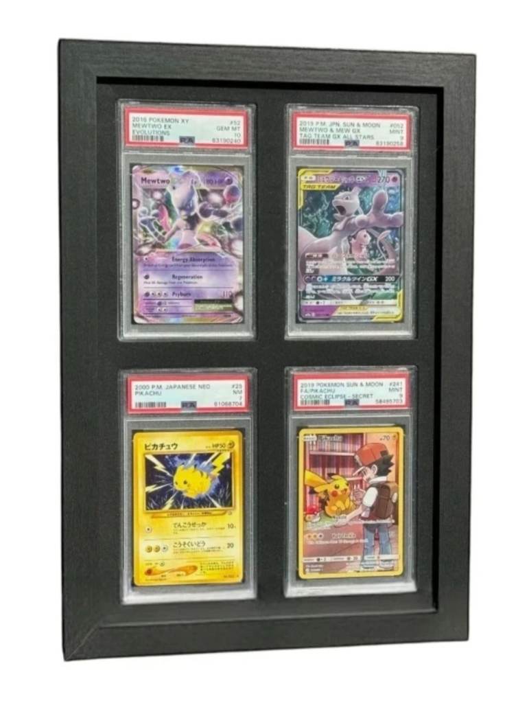 Black Mountable Display Frame For 4 Pokemon TCG Graded Slabs PSA/ACE/CGC