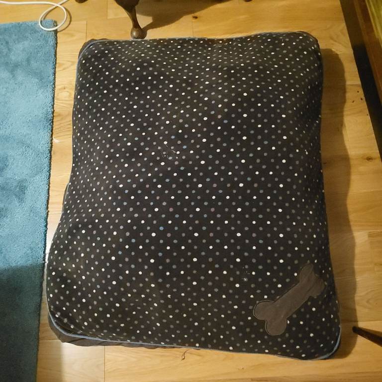 Brown velour dog bed