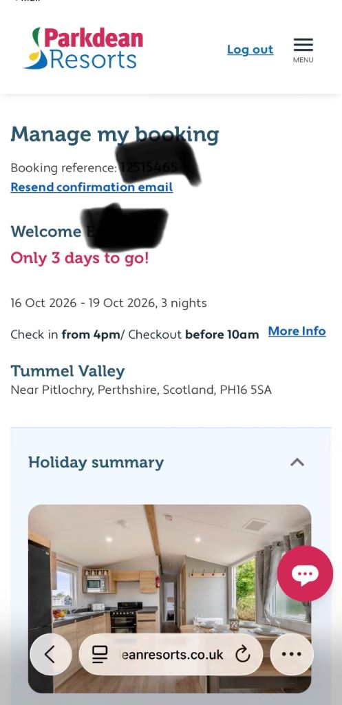 Parkdean Resorts Tummel Valley Holiday Booking – 3 Nights