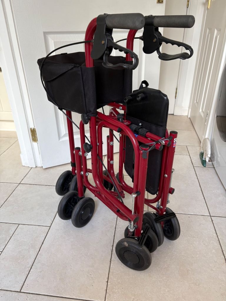 Drive Medical Uniscan Red Rollator Walker with Seat and Bag – As Good As New