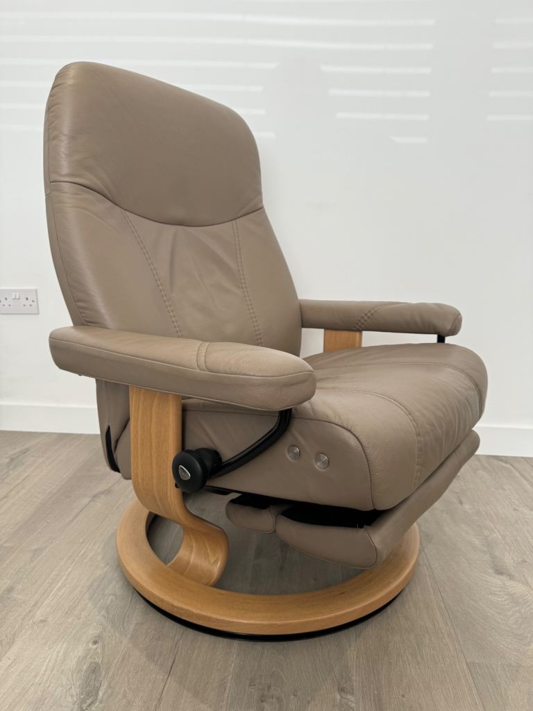EKORNES STRESSLESS POWER ELECTRIC CONSUL RECLINER / SWIVEL ARMCHAIR CHAIR LARGE