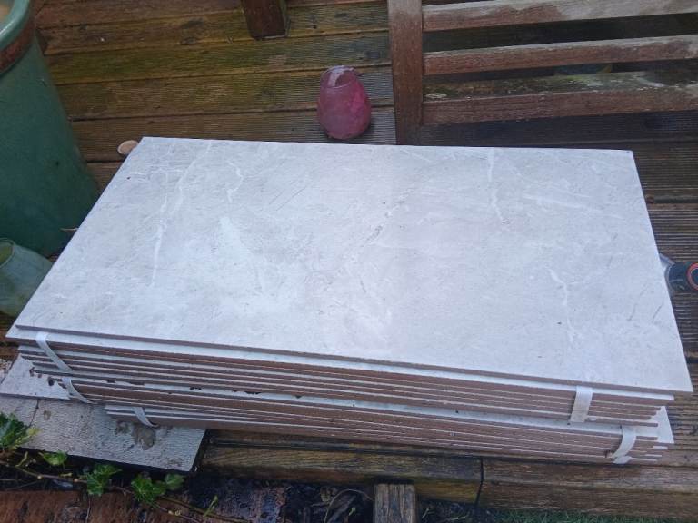 Large grey marble effect tiles