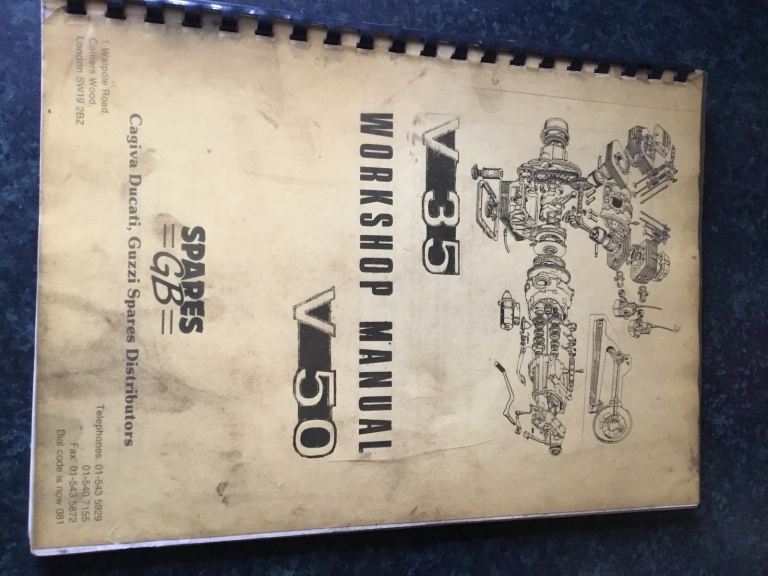 Motorcycle guzzi v35 and v50 workshop manual and oil filters