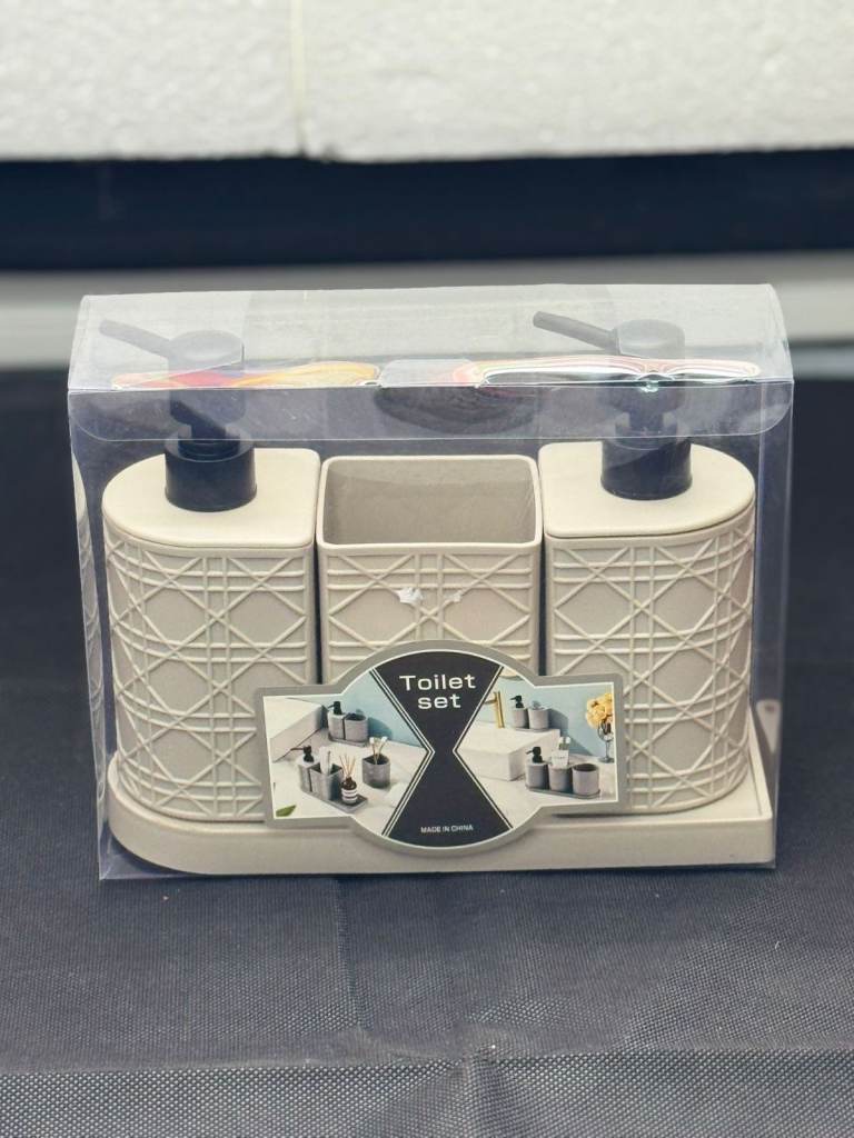 3‑Piece Bathroom Toilet Set – Dispensers & Holder on Matching Tray