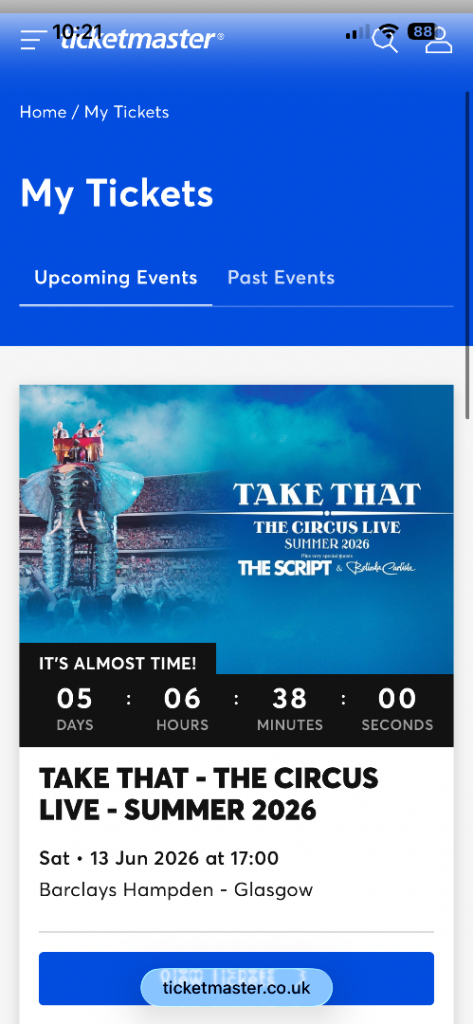 Take That Hampden standing Saturday 13th June 