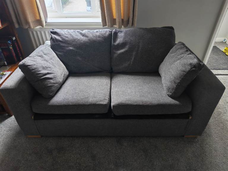 2 Seater Grey Fabric Sofa Bed