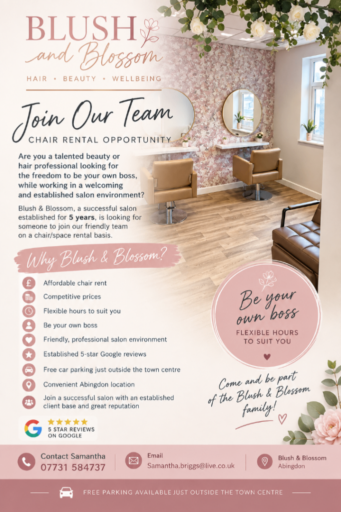 Rent a chair in Abingdon hair salon 