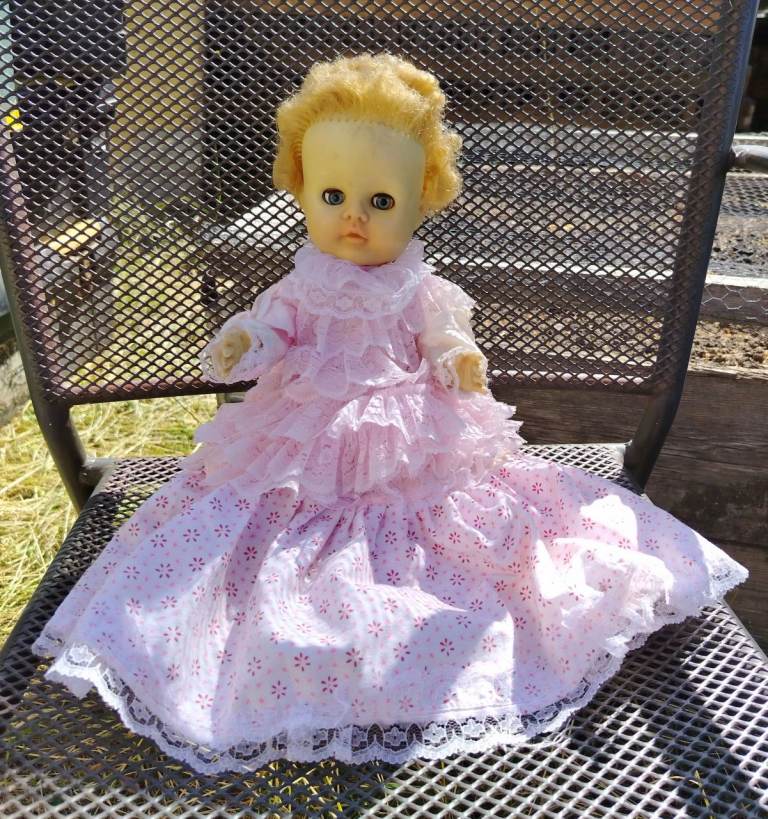 Vintage Pedigree Baby Doll with Pink Dress and Knitted Pants