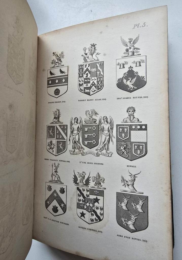 1850 Antique Victorian Heraldic Registry w/ Engraved Prints Heraldy English Book