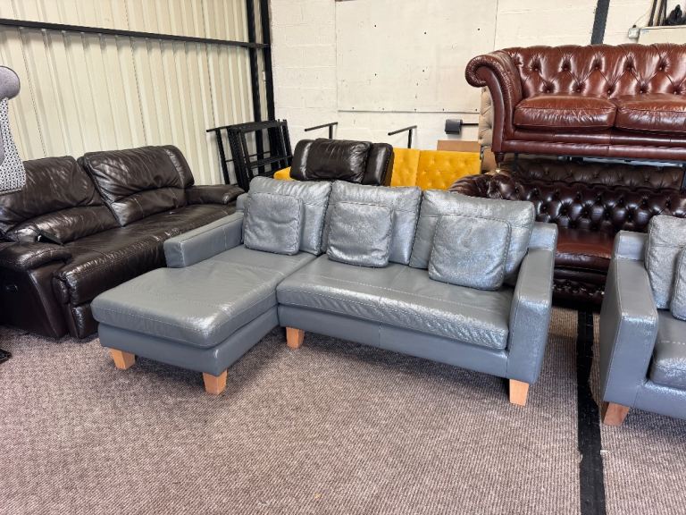 Dwell grey leather corner sofa Delivery available