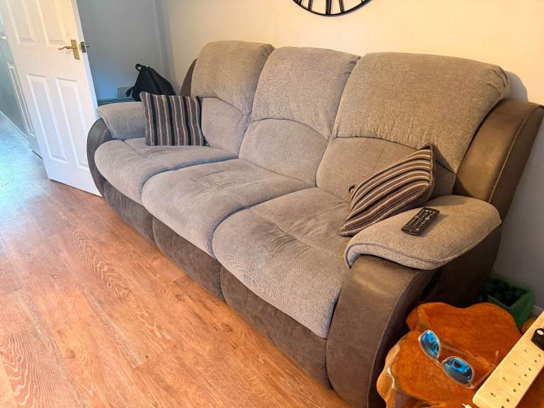 3 Seater Charleston Recliner Sofa in Grey - Good Condition