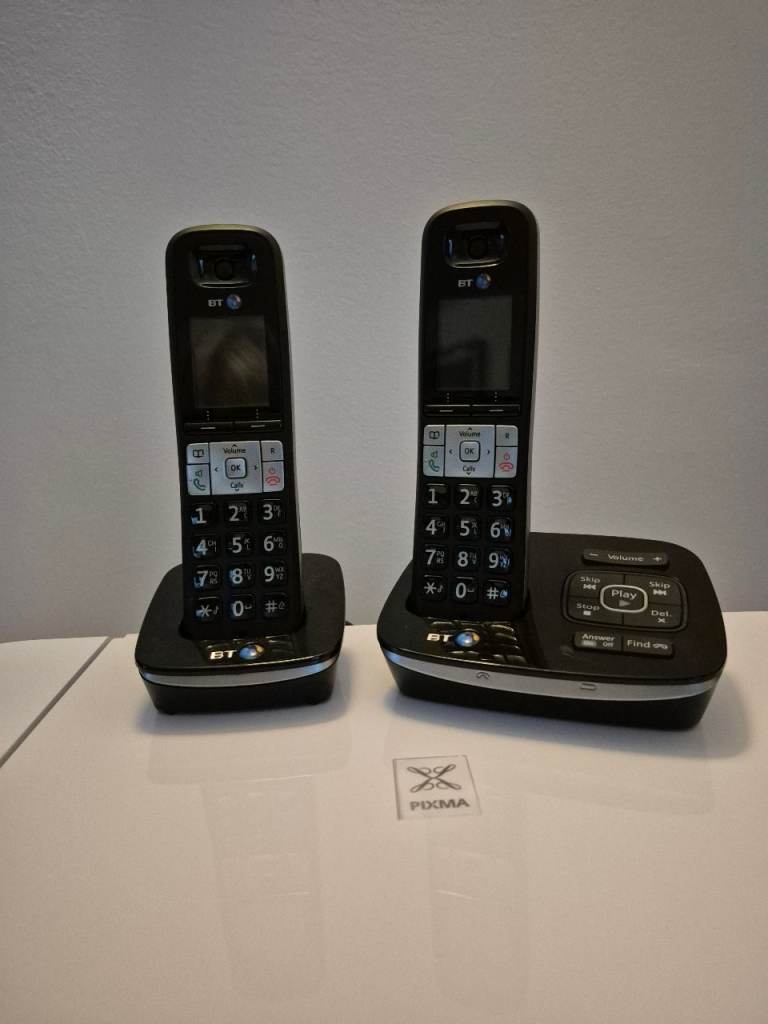 BT Cordless Home Phones with Answering Machine – Black, Good Condition