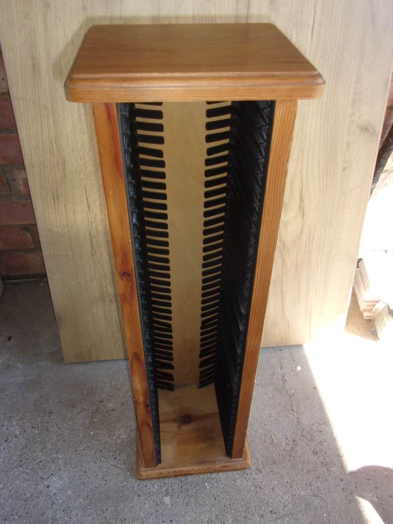 Pine Wood Compact Disc or CD Storage Rack 68" by 21" In Excellent Condition
