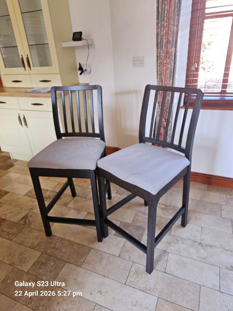 Modern Wooden black and grey Bar Stools x 2