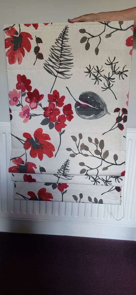 Next Roman Blind with Red Floral Pattern – Good Condition