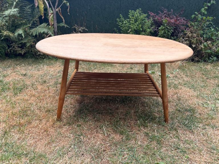 Mid Century Ercol 454 Blonde Elm Oval Coffee Table