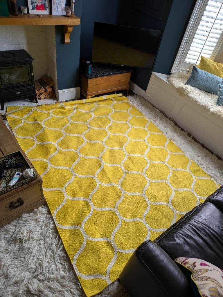 Ikea yellow kilim rug 170 x 240cm almost new