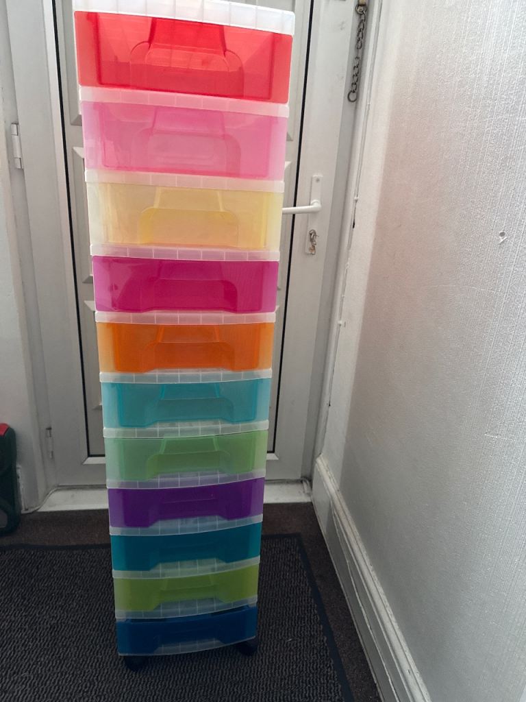 Colourful Plastic Storage Tower with Drawers