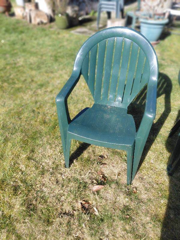 Garden Chairs Green Plastic X 4