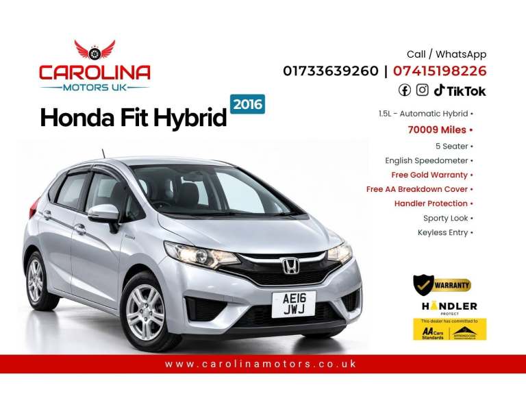 2016 Honda Fit 1.5L HYBRID- ULEZ/CAZ PASS-HALF LEATHER SEATS- FREE 24MONTHS