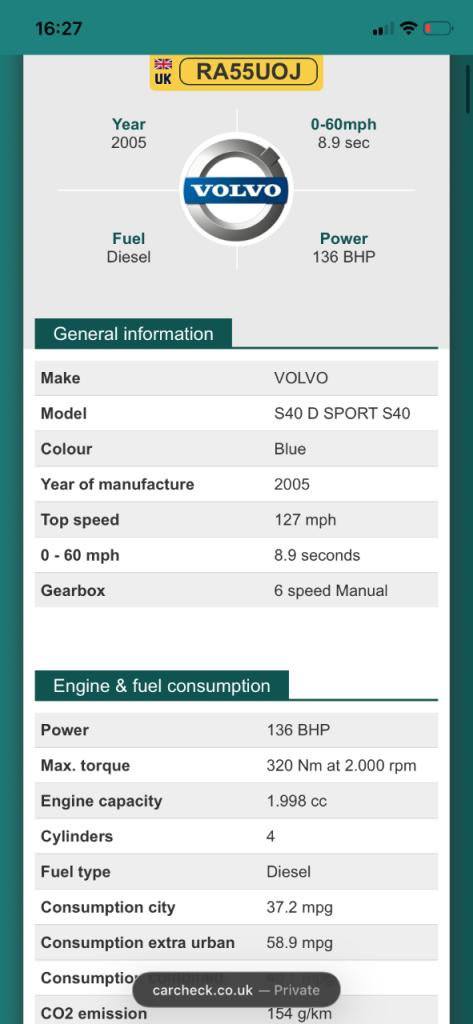 Volvo, S40 sport , Saloon, 2005, Manual, 1997 (cc), 4 doors