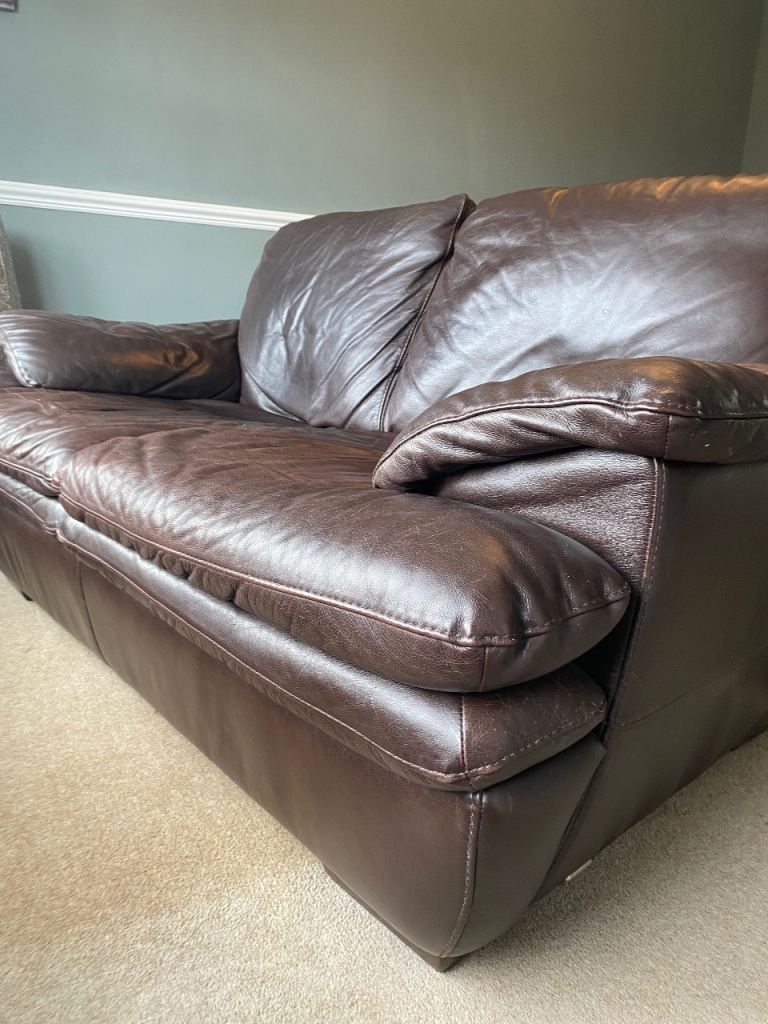 Brown leather sofa